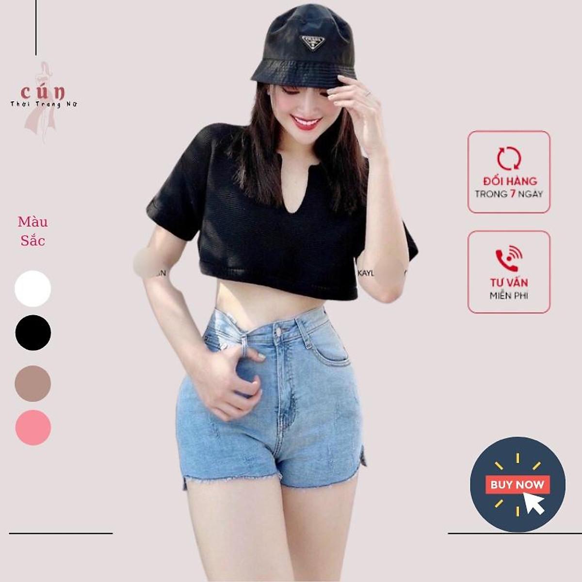 Áo Croptop Dệt Kim Tay Ngắn Thiết Kế Cổ Chữ V Quyến Rũ Xinh Xắn Cho Nữ