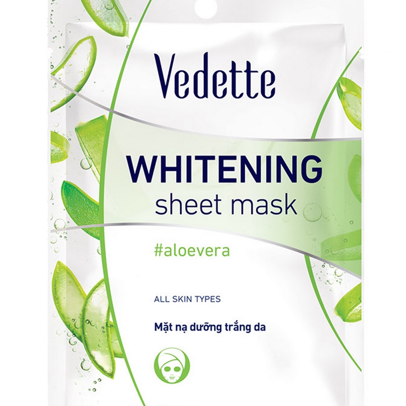 Mặt nạ giấy dưỡng trắng da Nha đam Vedette Whitening Mask Aloe 22ml