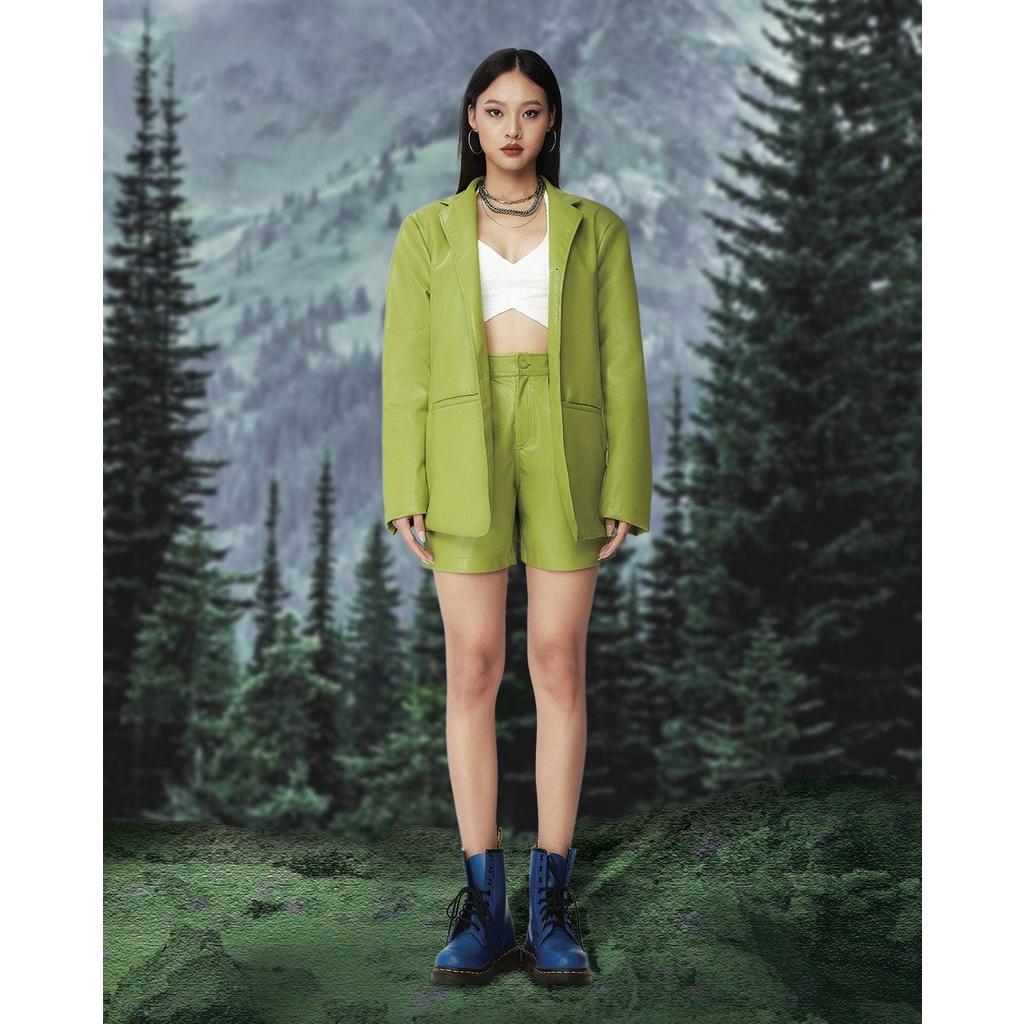 Set áo blazer da và quần shorts da màu xanh Tartan-HOLLIS BLAZER /HOLLIS PANTS