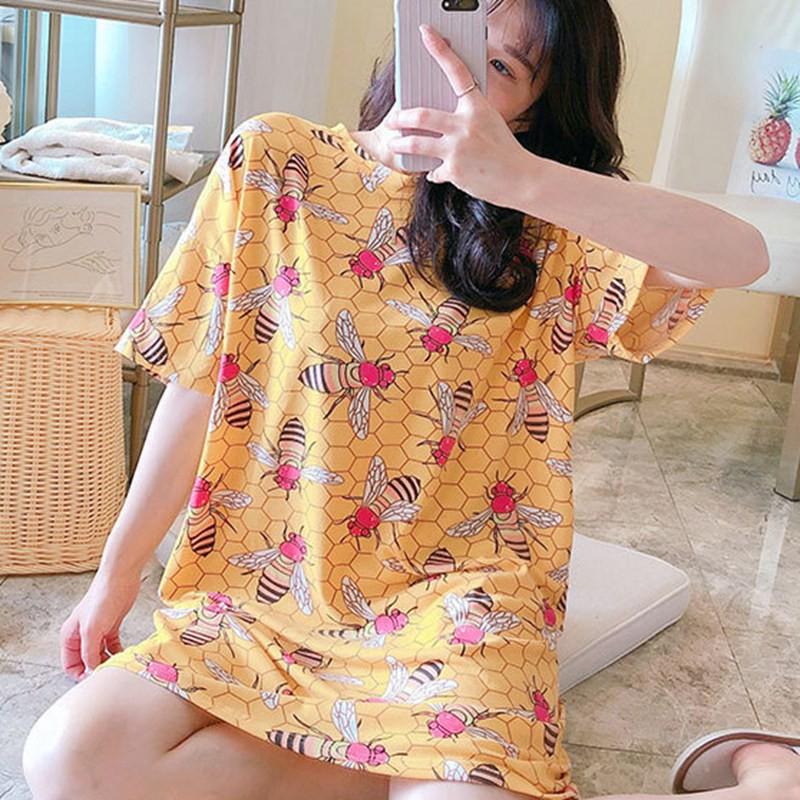 Đầm Ngủ Ngắn Tay Dáng Rộng Xinh Xắn Dành Cho Nữ