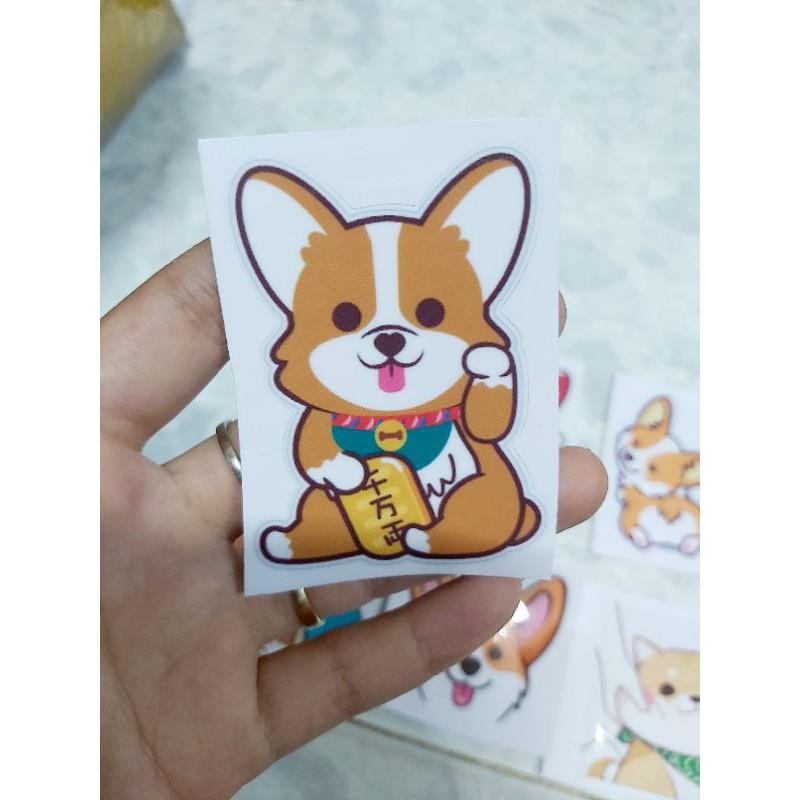 BST Tem Decal Sticker Chú Chó Cute Dán Điện Thoại, Nón, Xe