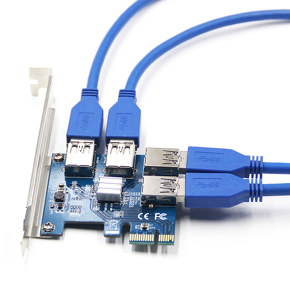 Card chuyển đổi PCI-E X1 sang PCI-E X16 với 4 cổng USB 3.0 
