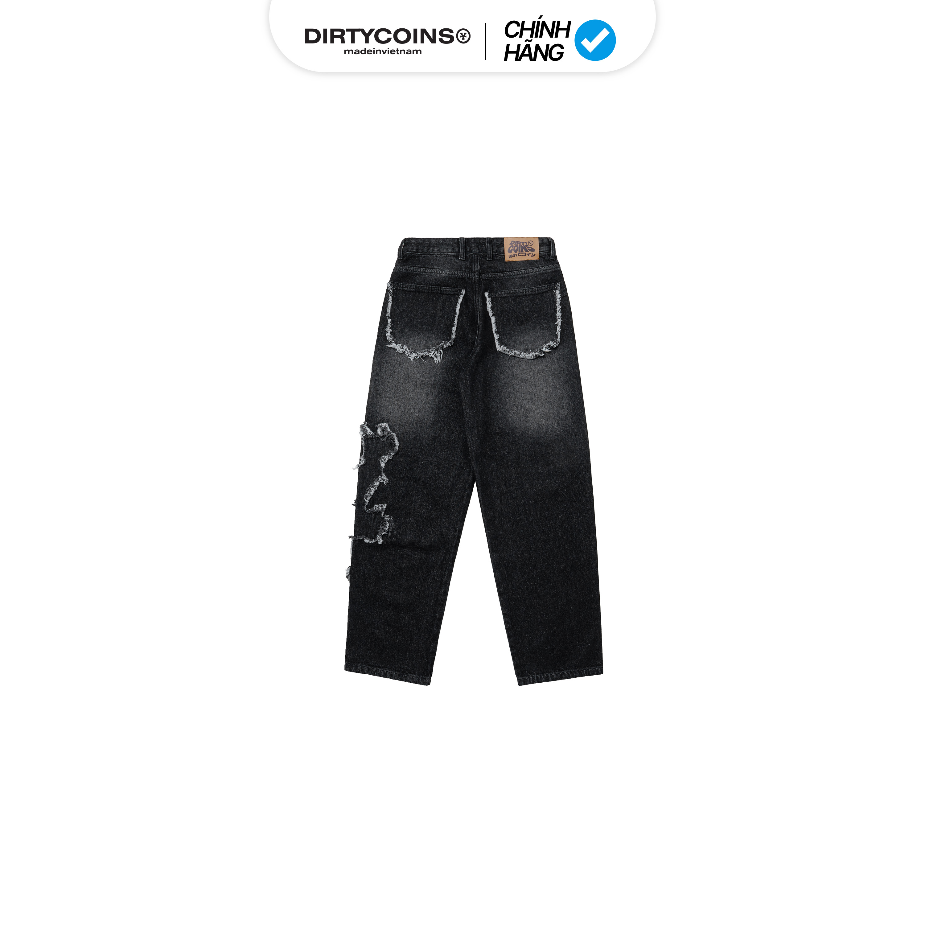 Quần DirtyCoins Flame Wash Relaxed Denim Pants Black