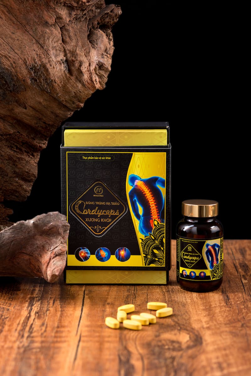 Viên nén đông trùng hạ thảo Cordyceps Xương Khớp, Hỗ trợ đau khớp, khô khớp do viêm khớp, thoái hóa khớp, Hộp 30 - 60 viên