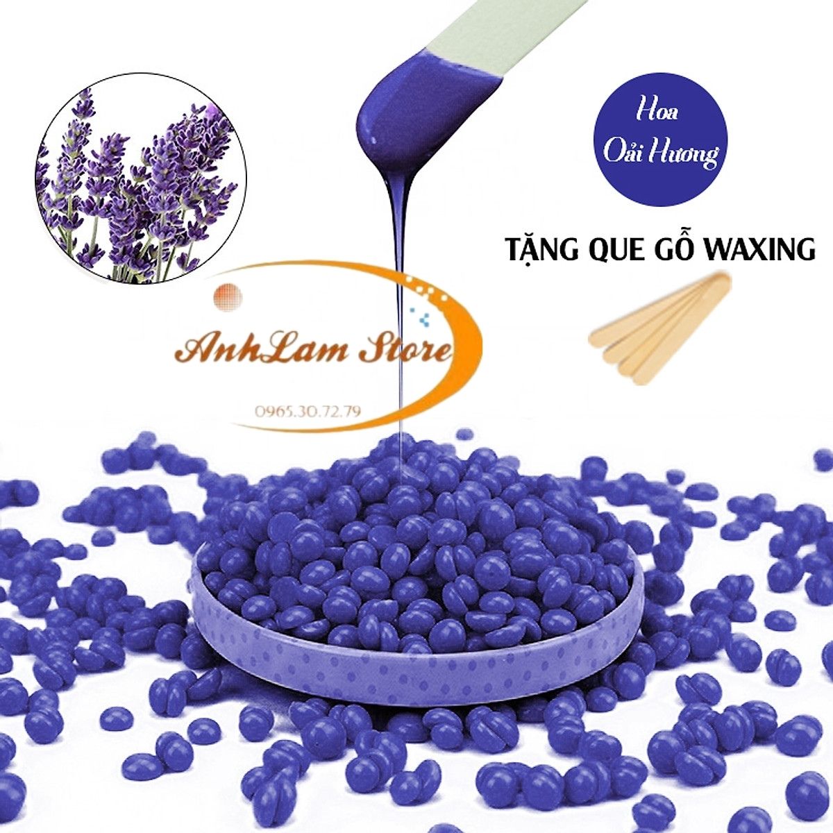 SÁP WAX TẨY LÔNG NÓNG CAO CẤP ANHLAM Giúp Da Láng Mịn, An Toàn, Lành Tính, Không Đau - Phù hợp mọi loại da, Hiệu quả wax tẩy lông nách, wax tẩy lông vùng kín, bikini, wax lông tại nhà, tẩy da chết - Tặng que gỗ