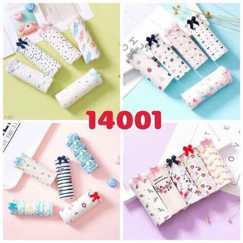 Set 5 quần lót hoa quả đính nơ chất cotton siêu thoáng