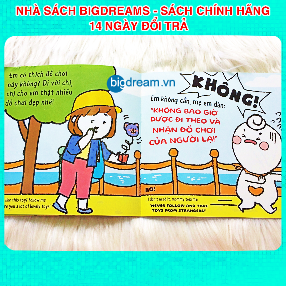 BẢN MỚI SONG NGỮ Miu Bé Nhỏ Đừng Theo Người Lạ Nhé P2 Ehon Kĩ Năng Sống Cho Bé 1-6 Tuổi miu miu tự lập hiểu chuyện