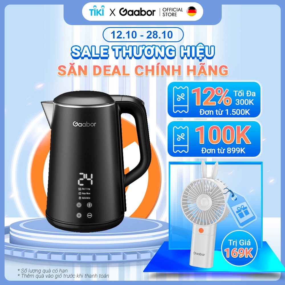 Bình đun siêu tốc thông minh GAABOR GK-S18P dung tích lớn 1.8L - 1350W - Hàng chính hãng