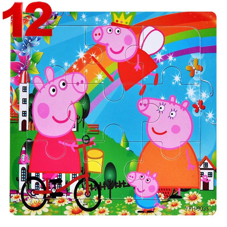 Tranh Xếp Hình Heo Peppa Pig 9 16 40 60 100 200 Mảnh Bằng Gỗ Ghép Hình