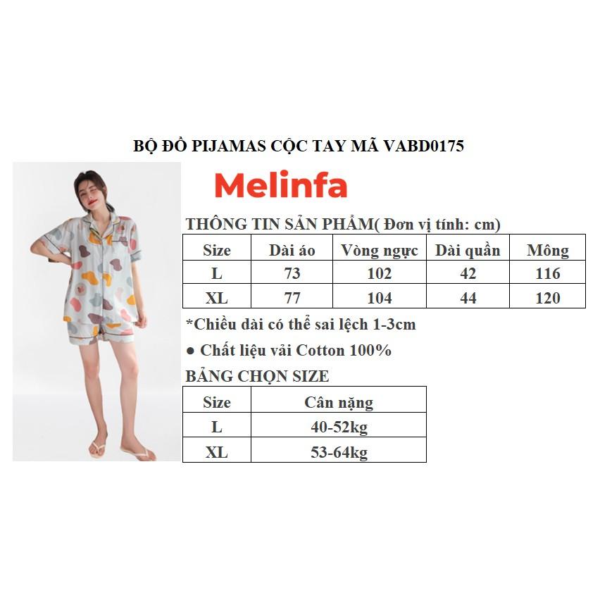 Bộ đồ ngủ Pijamas, bộ mặc nhà nữ cộc tay, quần short chất vải cotton lụa tự nhiên thoáng mát nhiều màu mã VABD0175