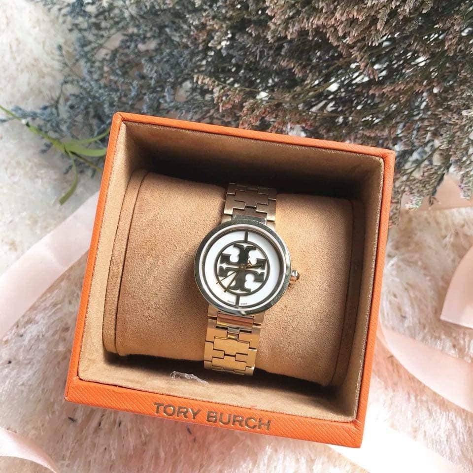 Đồng Hồ Nữ Tory Burch TRB4011 Màu vàng gold mặt logo hãng (Size 28mm)