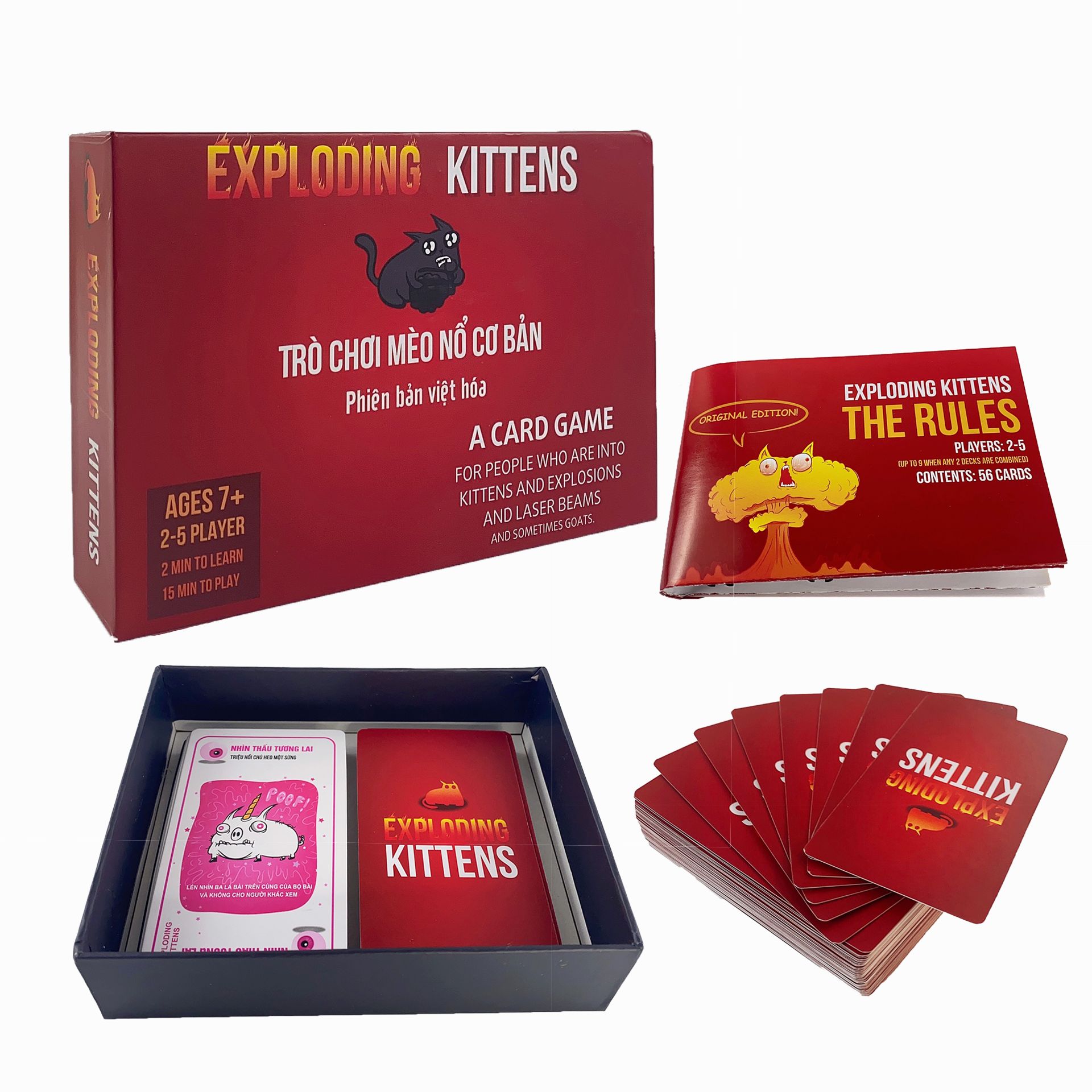 Combo Mèo Nổ Exploding Kittens và đầy đủ 6 bản mèo nổ mở rộng Việt Hóa 155 lá