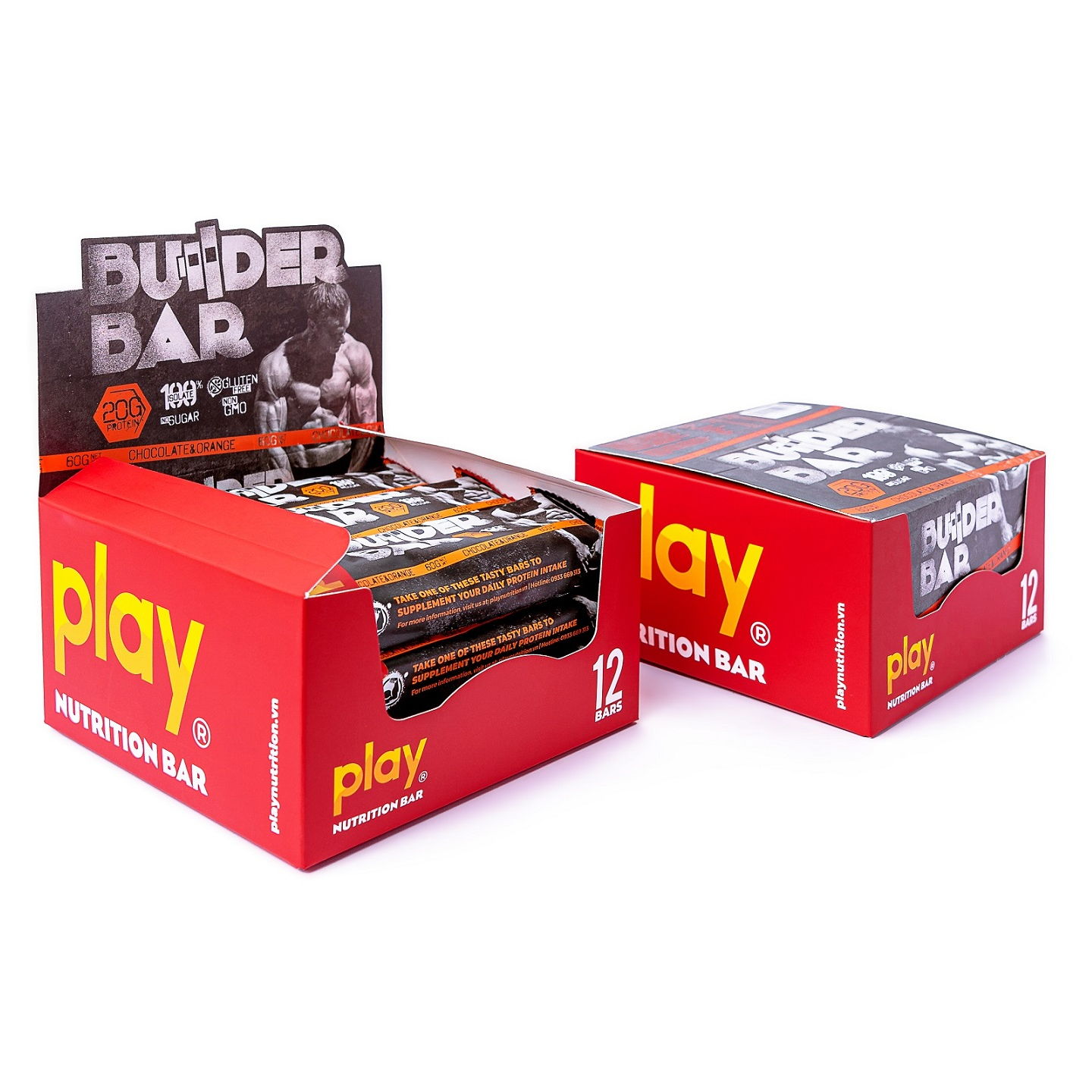 Hộp 12 Thanh Protein Builder PLAY Vị Cam Chocolate