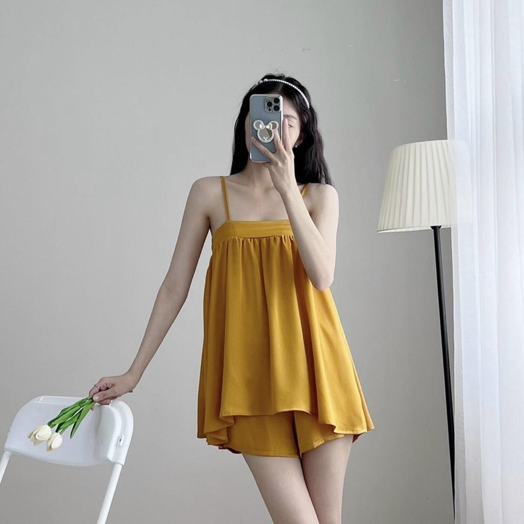 Đồ Ngủ Sexy Nữ, Bộ Mặc Nhà 2 Dây Chất LỤA LATIN Cao Cấp Mát, Ít Nhăn, Hàng Đep Giá Tốt, Phom Xinh