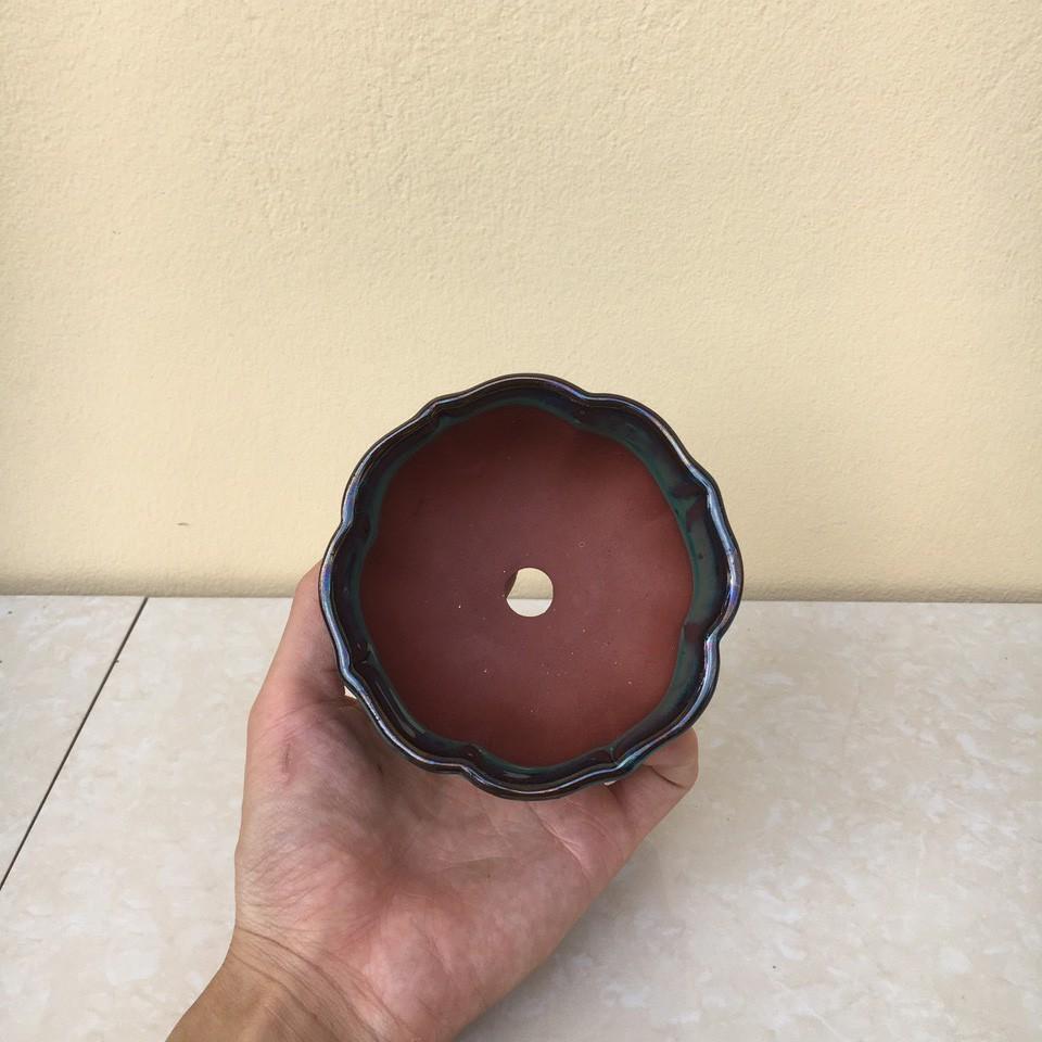 Chậu bonsai áng mây mini men hỏa biến gốm Bát tràng 1 size BM-04