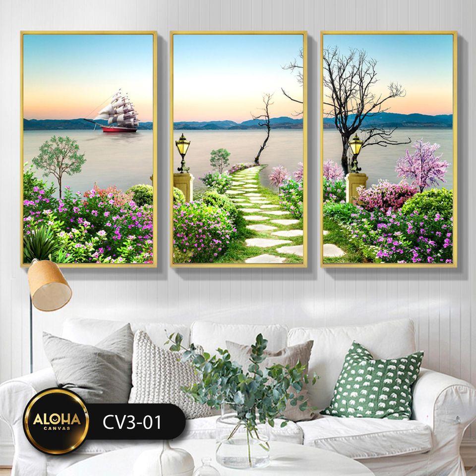 MUA 1 TẶNG 1 Bộ 3 Tranh Treo Tường Phòng Làm Việc Khung Gỗ Tranh Phòng Ăn Phòng Ngủ Phòng Bếp Phòng Khách