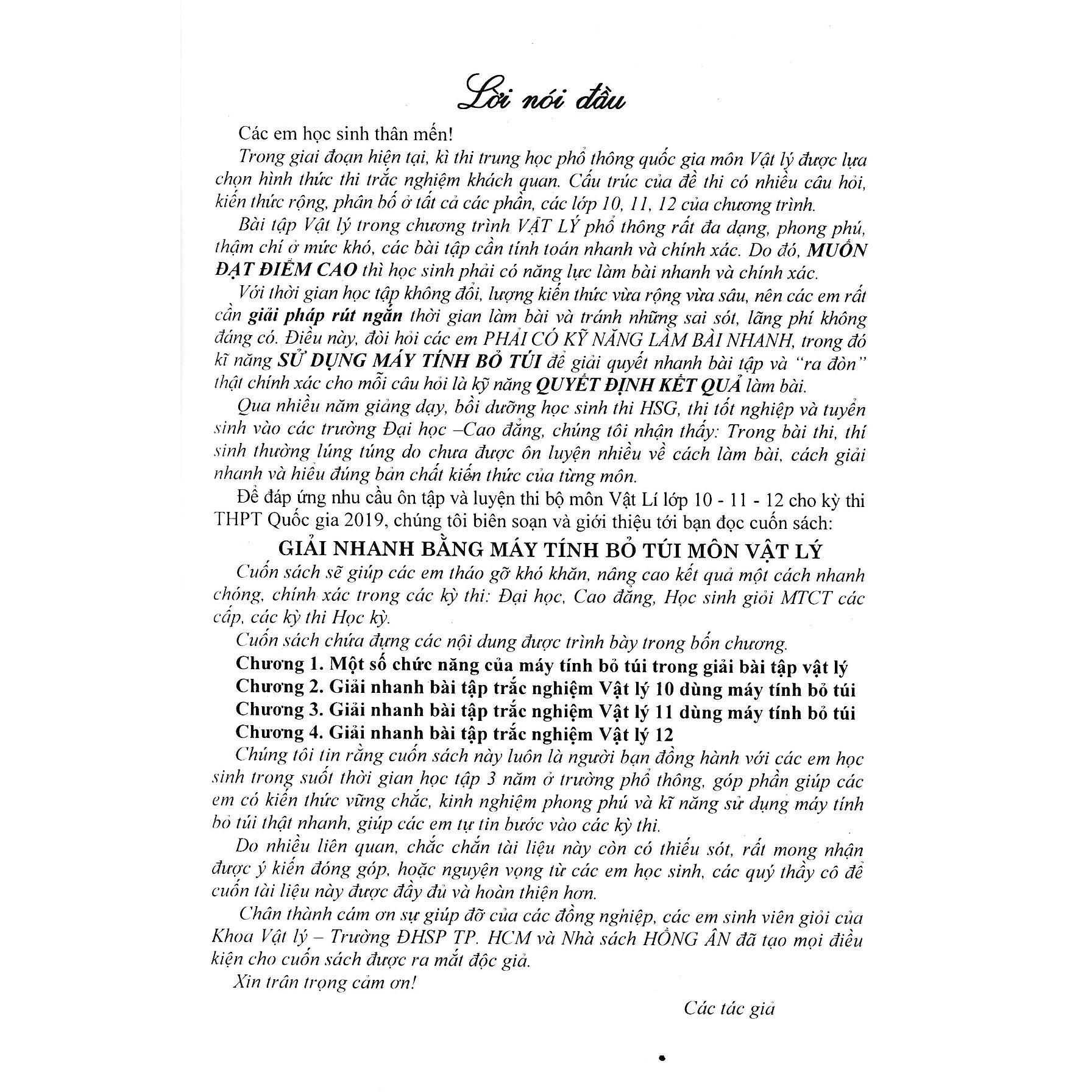 Sách - Giải Nhanh Bằng Máy Tính Bỏ Túi - Môn Vật Lí - Hồng Ân