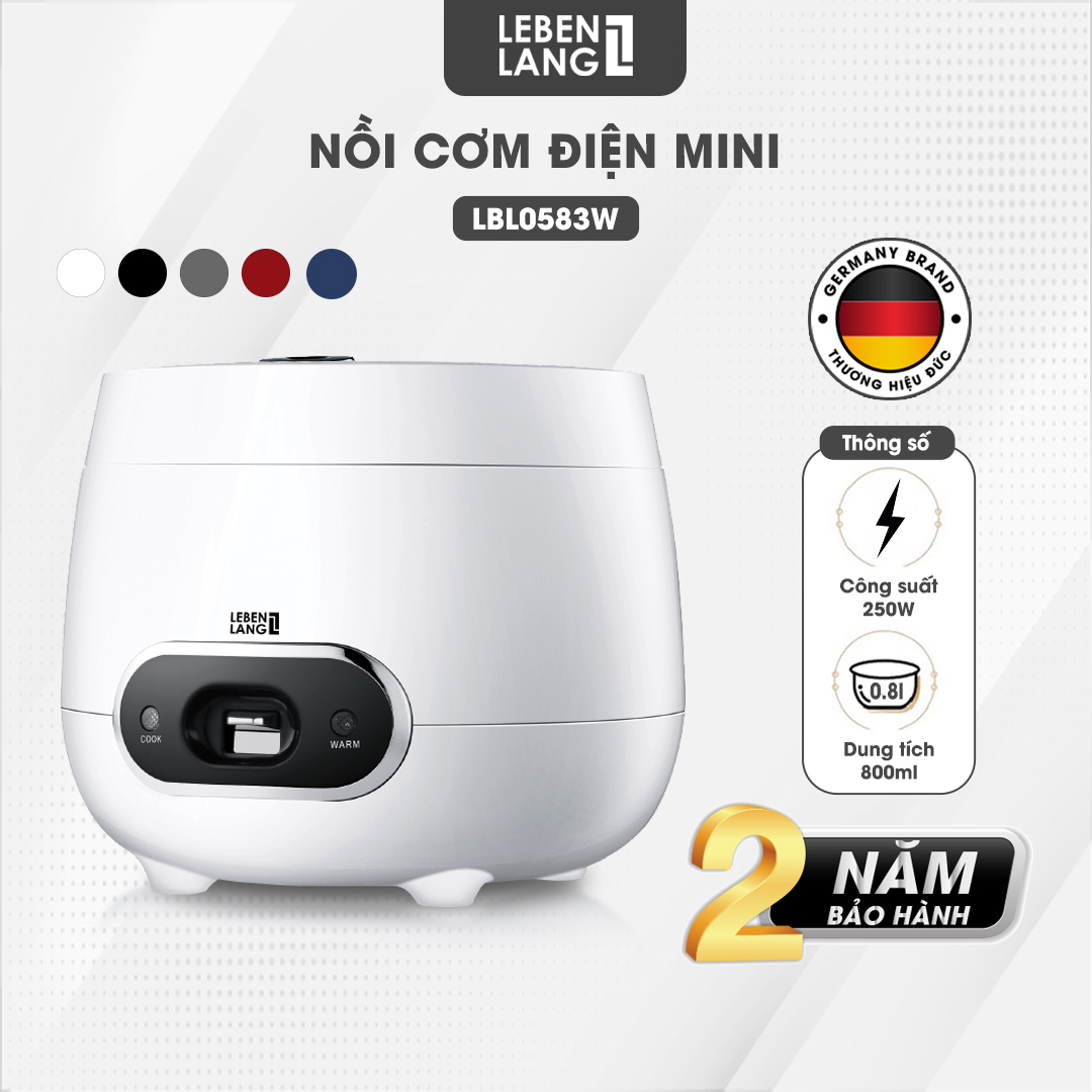 Nồi cơm điện mini Lebenlang LBL0583 dung tích 800ml, công suất 250W nhỏ gọn, thiết kế đơn giản hiện đại - hàng chính hãng