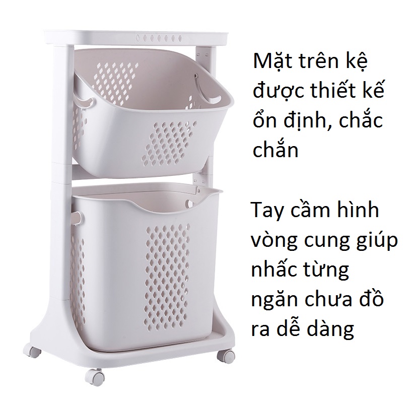 Kệ Đựng Đồ Đa Năng 3 Tầng, 2 Tầng Có Bánh Xe, Kệ Đa Năng Đựng Đồ, Rổ Đựng Quần Áo 3 Tầng 2 Tầng Có Bánh Xe