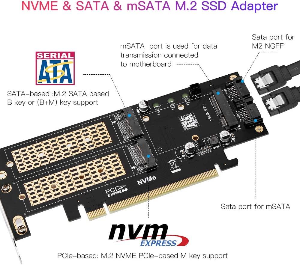 Zexmte M.2 NVMe SSD NGFF Sang PCIE 4X Adapter B M Key Giao Diện Thẻ Hỗ Trợ PCI-e PCI Express 3 3.1 Kích Thước M.2 M2 Pcie 16X Adapter