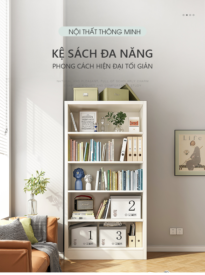 Kệ sách gỗ đa năng để sàn gỗ MDF phủ melamin cao cấp thương hiệu IGA - GP250