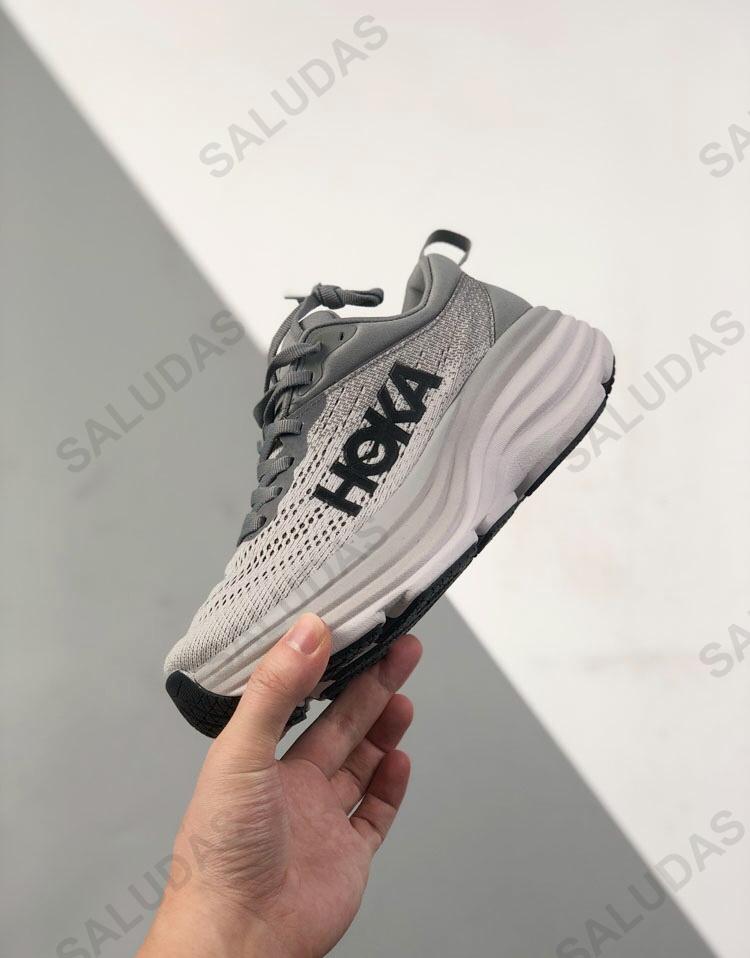 Giày thể thao đàn ông Hoka nam Bondi 8 Đệm nhẹ Giày chạy bộ chạy bộ ngoài trời Giày chạy bộ giày đàn hồi Giày thường Color: Grey blue Shoe Size: 36
