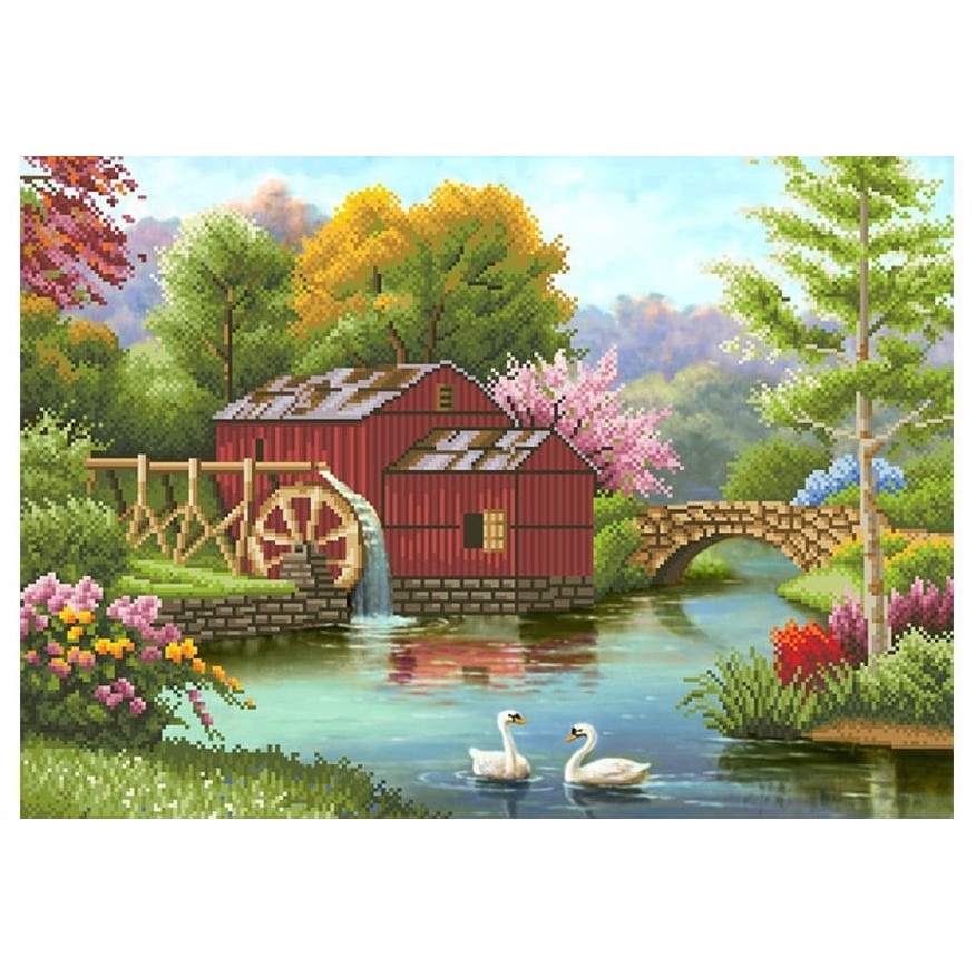 Tranh thêu chữ thập 3D ngôi nhà hạnh phúc 65x50cm_ tự thêu