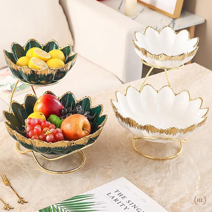 Kệ Sứ 2 Tầng Bắc Âu - Home Decor | Bát Tô sứ kèm kệ inox 2 tầng phong cách VINTAGE 2023
