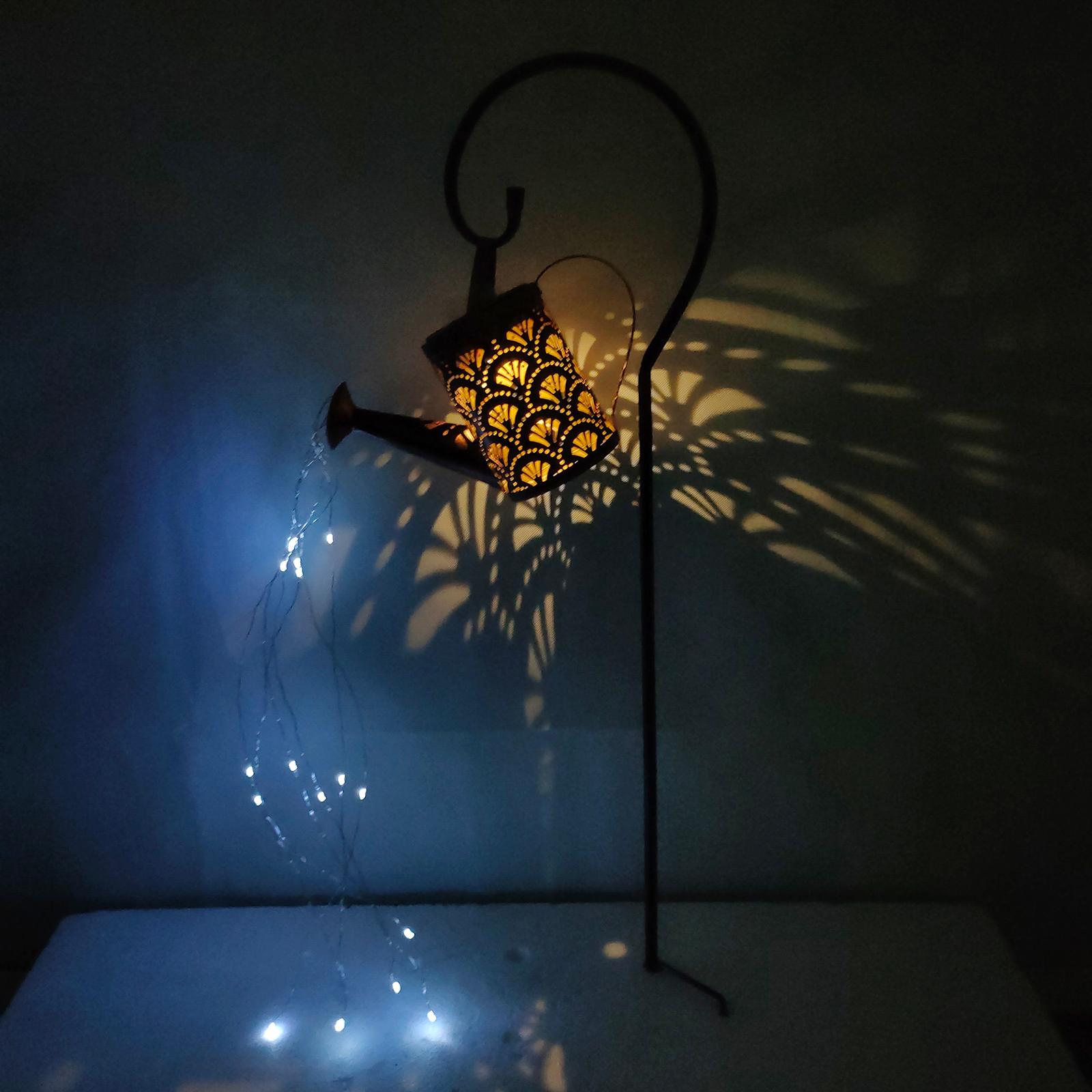 Solar Waterfall Outdoor Light LED Watering Can Waterproof Outdoor Garden Art Lamp Decoration