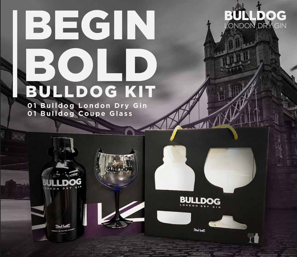 Set Rượu Bulldog London Dry Gin 40% 1x0.75L