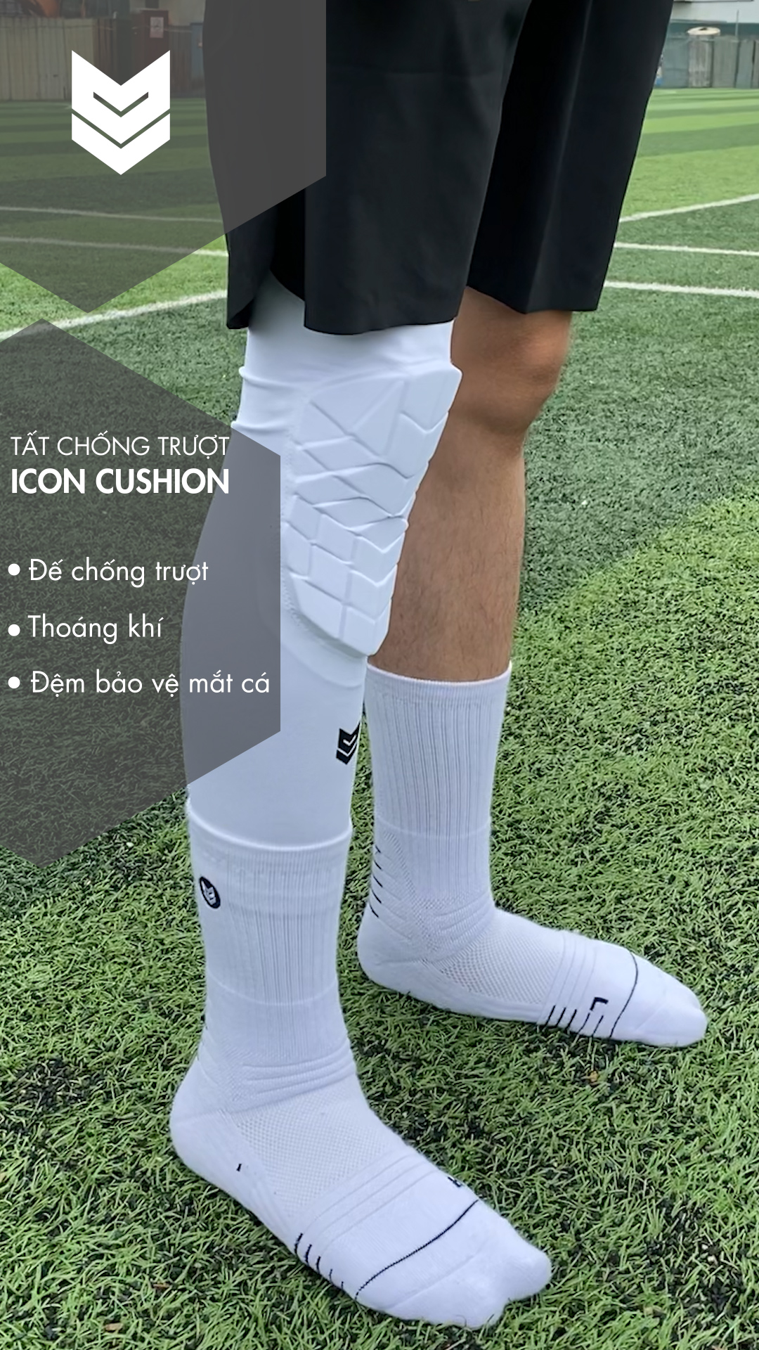 Tất thể thao Redikick ICON Light Cushion Cotton Cổ cao Có đệm Thoáng khí Chống hôi chân vớ Bóng rổ Bóng đá Chạy bộ Gym, Cầu Lông, Tennis, Bóng chuyền