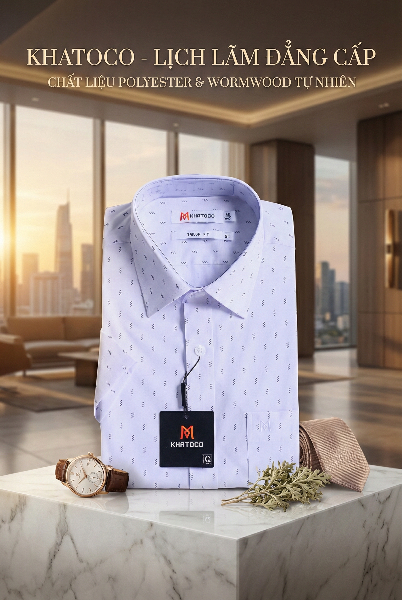 Áo sơ mi tay ngắn Khatoco (M-3XL)