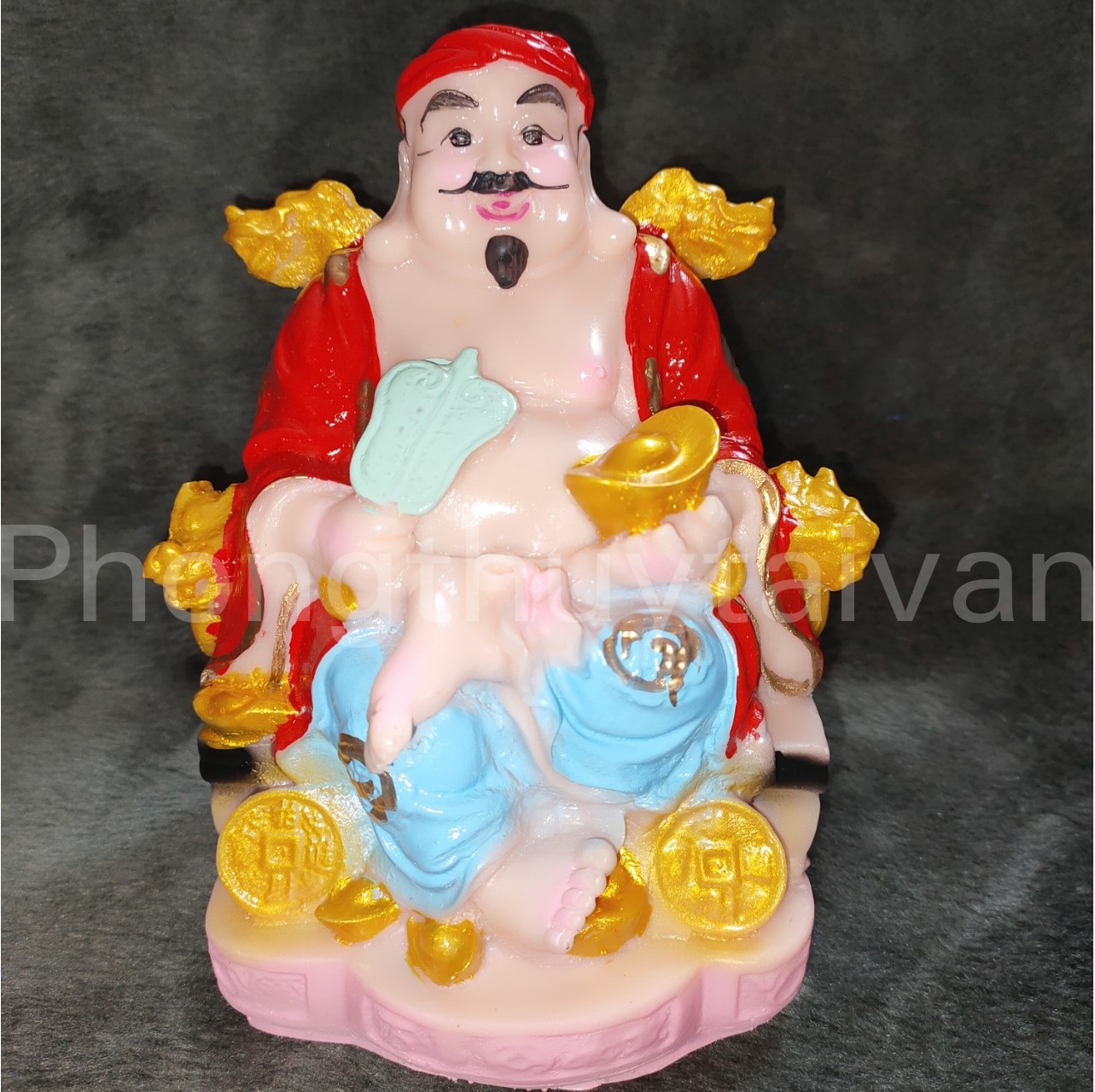 Tượng Thàn Tài Thổ Địa cao 17cm da hồng - thờ cúng.