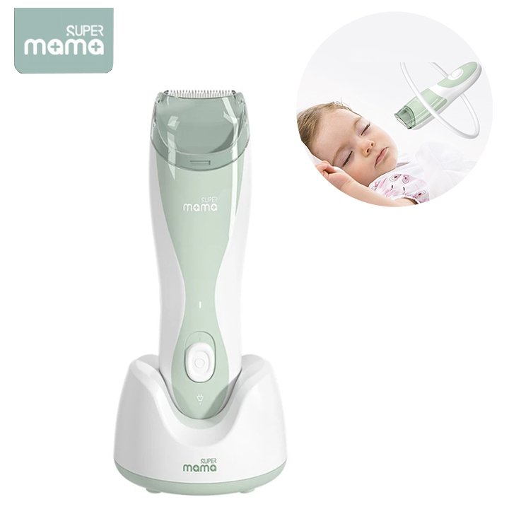 Tông đơ cắt tóc cho bé nhãn hiệu Super Mama SM-3689 tích hợp đầu hút tóc không gây ngứa, lưỡi cắt ceraramic- Hàng chính hãng