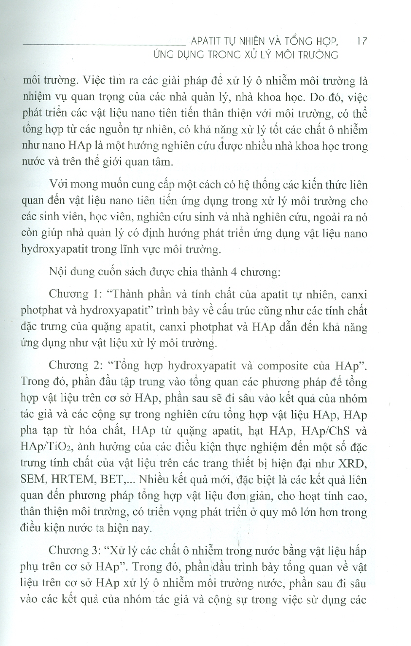 Apatit Tự Nhiên Và Tổng Hợp Ứng Dụng Trong Xử Lý Môi Trường (Bìa Cứng)