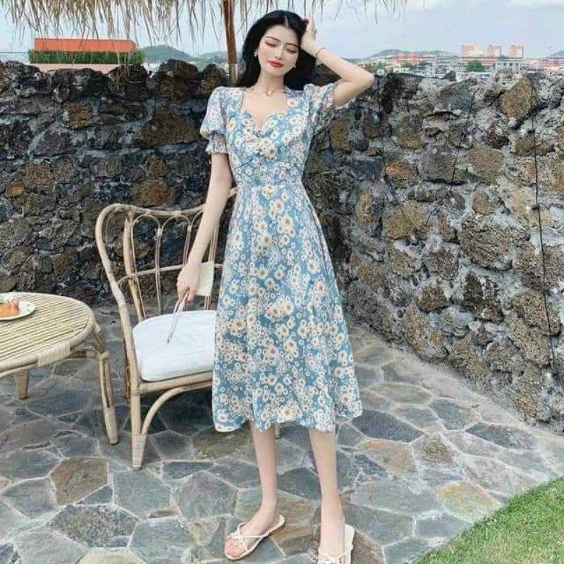 HÀNG NHẬP - ĐẦM VOAN HOA CÚC XẺ TÀ