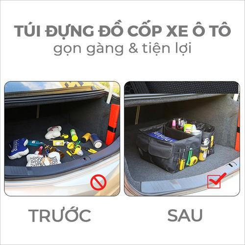 Hộp đựng đồ GẤP GỌN để cốp sau ô tô, vải chống nước cao cấp - AUTOSO-Túi đựng đồ để cốp ô tô 6 ngăn ô tô