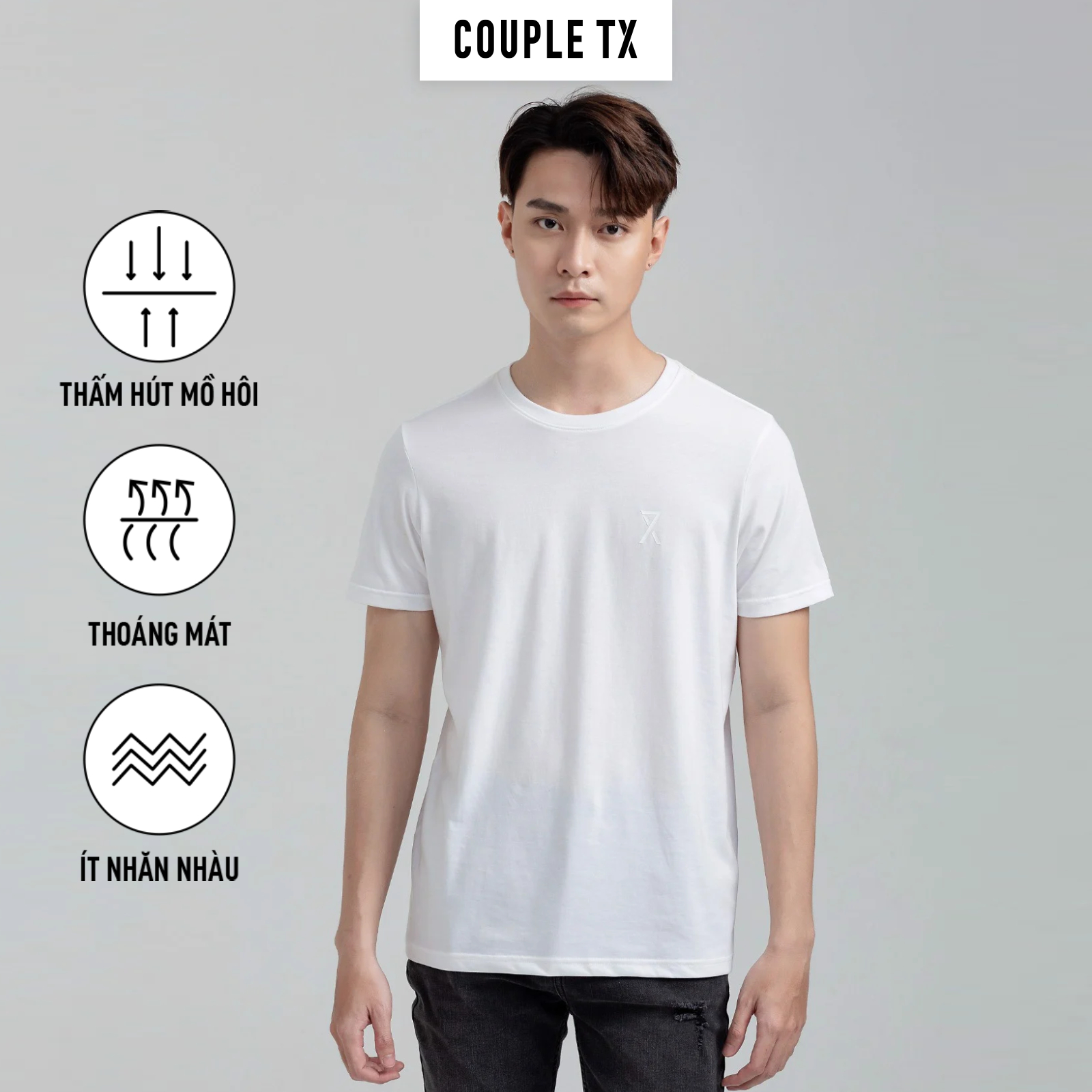 Áo Thun Nam Cổ Tròn Couple TX Basic In Logo X