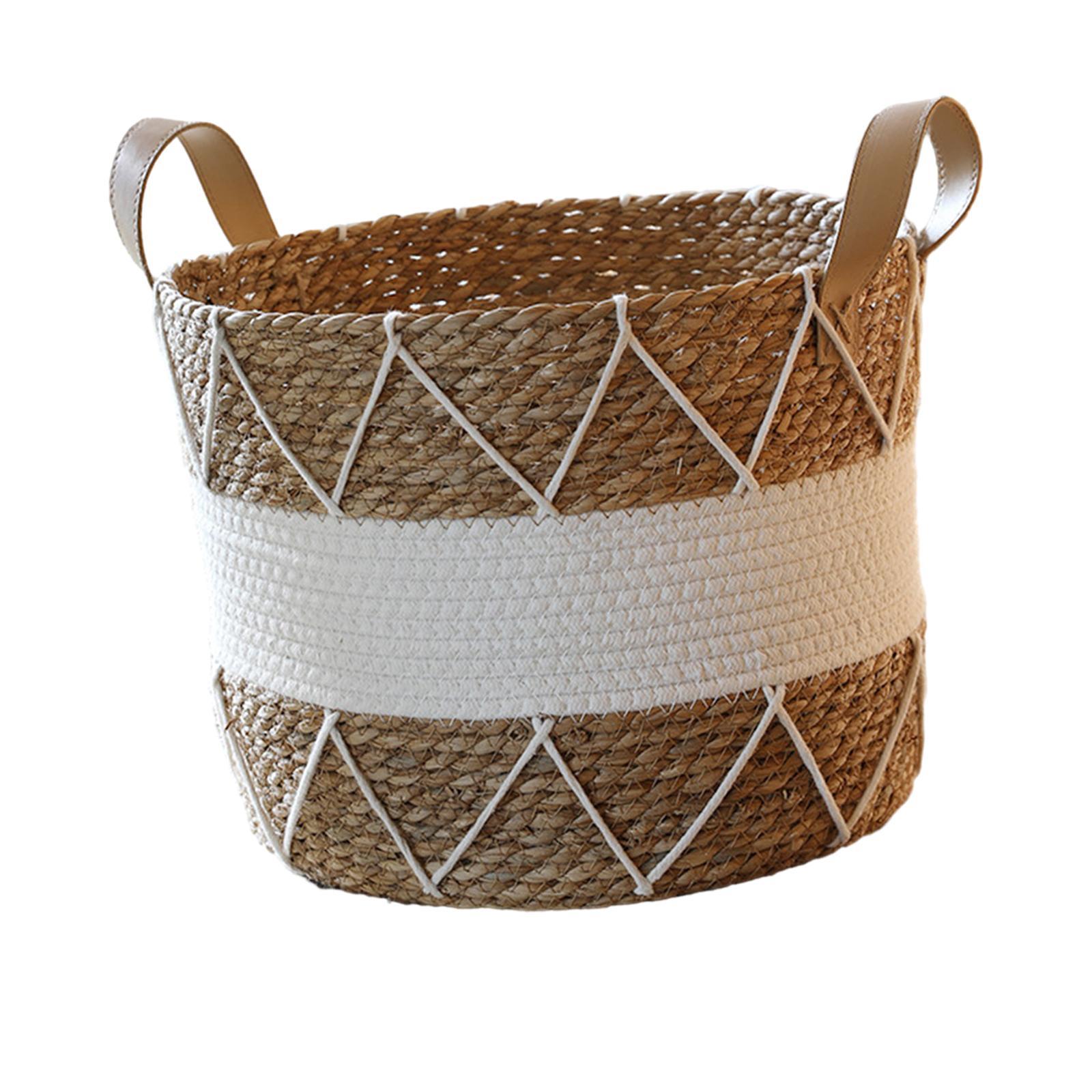 Laundry Hamper, Woven Rope Laundry Basket, Nordic Toys Storage Basket, with Handle, Baby Nursery Hamper for Handbag, Bedding Clothing Closet Toys