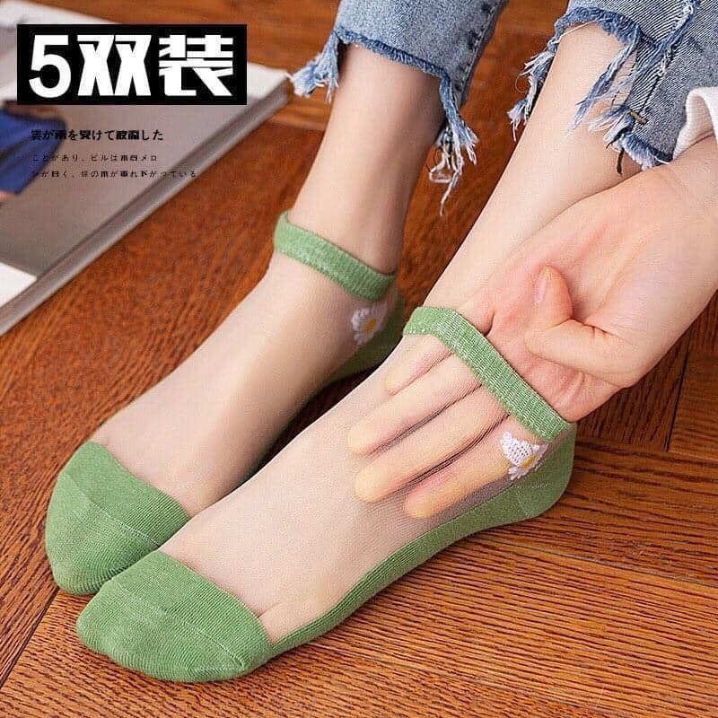Lố 10 đôi tất giấy hoa cúc màu hottrend siêu yêu