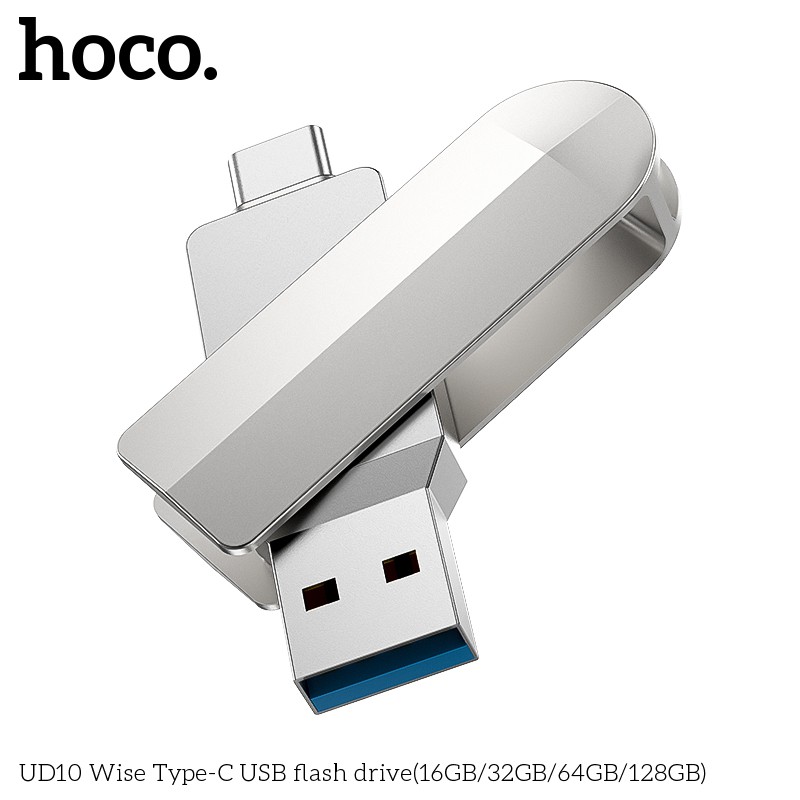 USB 3.0 2 Đầu (USB+Type-C) Tốc Độ Cao Lưu Trữ Tốt Nhỏ Gọn Kẽm Cao Cấp Hoco UD10 - 16GB/32GB/64GB - Hàng Chính Hãng