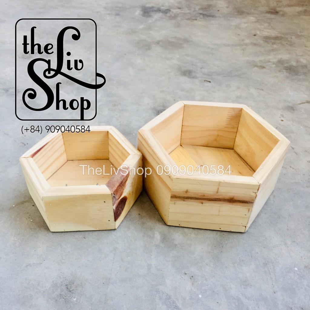 Chậu cây gỗ lục giác