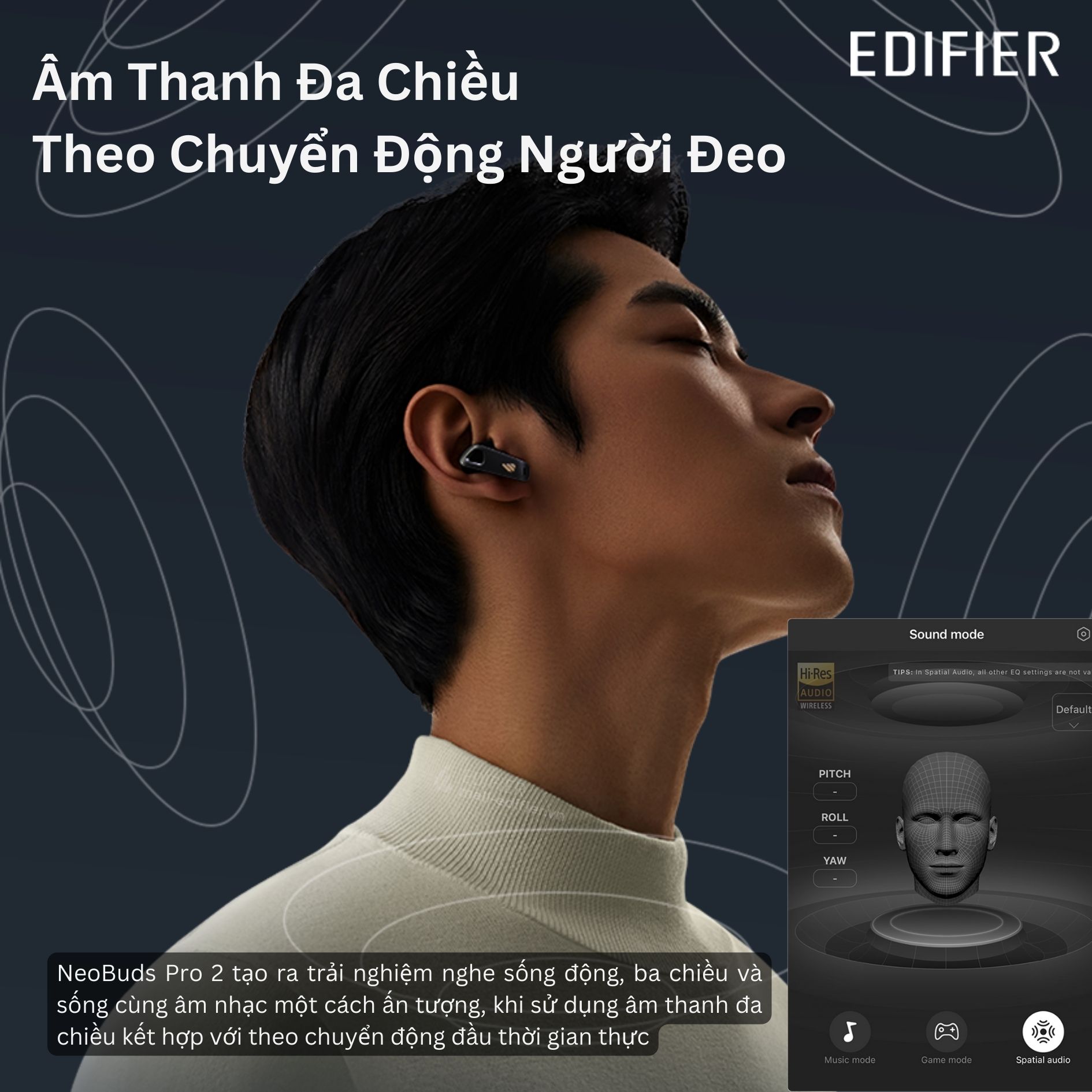 Tai nghe bluetooth Edifier Neobuds Pro 2 Nâng cấp | Chống ồn chủ động tuyệt đối | Nghe nhạc Hires Audio - Hàng chính hãng