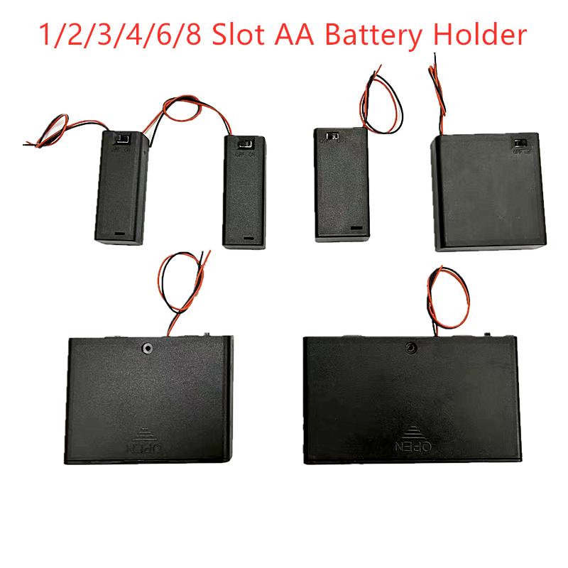 1/2/3/4/6/8 Khe cắm pin AA Hộp đựng pin AA Hộp đựng pin AA 1x 2x 3x 4x Hộp đựng pin AA có công tắc DIY Màu sắc: 1 CÁI