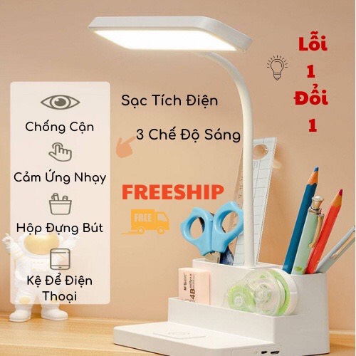 Đèn Học Để Bàn Chống Cận 3 Chế Độ Ánh Sáng - Đèn bàn Led tích điện đa năng hỗ trợ đọc sách, làm việc, trang trí