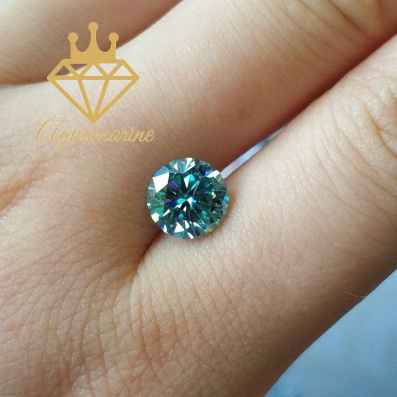 Kim cương nhân tạo Moissanite Round Blue (4-7ly)