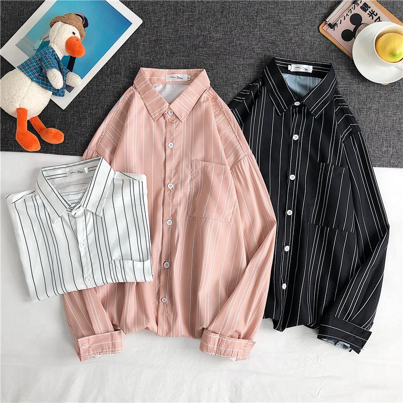 Áo Sơ Mi Dài Tay Sọc Vằn Thời Trang Hàn Cho Nam Cỡ M-3Xl