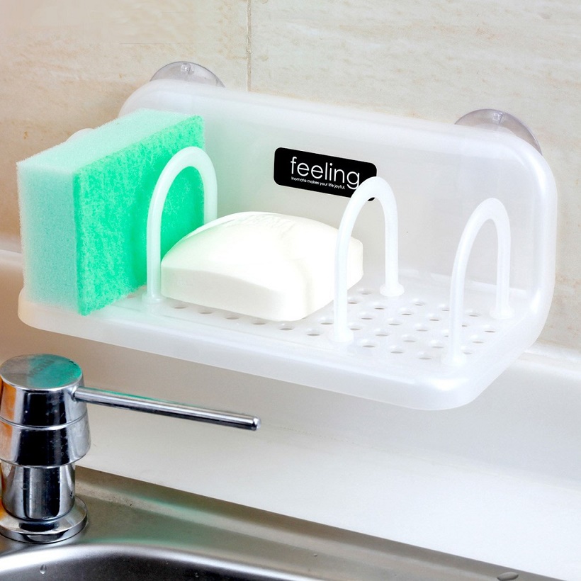 Giá đựng nước rửa chén và miếng bọt rửa chén bát - hàng nội địa Nhật Bản
