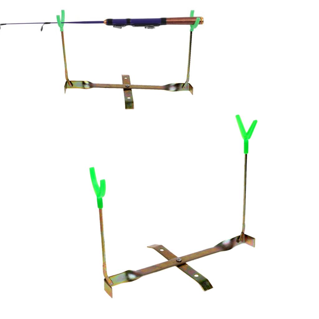 Outdoor Ice Fishing Rod Dual-Holder Rack 360 Rotation Y Shape Pole Stand