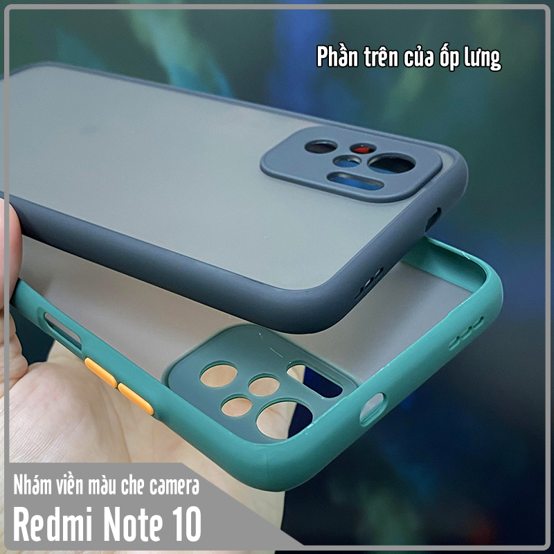 Ốp lưng cho Xiaomi Redmi Note 10 nhám viền màu che camera